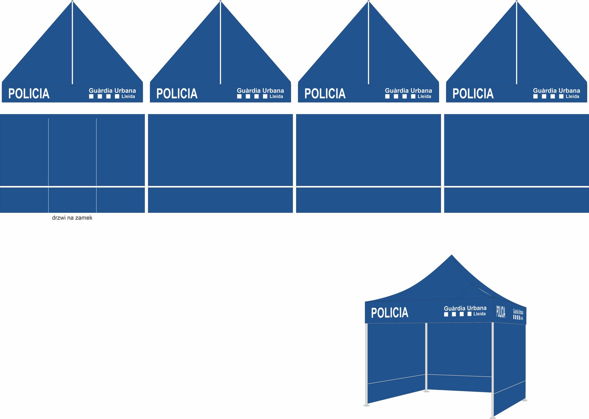 Carpa 3x3 Policia Local 4 caras Sublimación 100% - 2