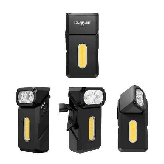 LINTERNA EDC CON CABEZAL ABATIBLE Y SOPORTE MAGNETICO KLARUS E8